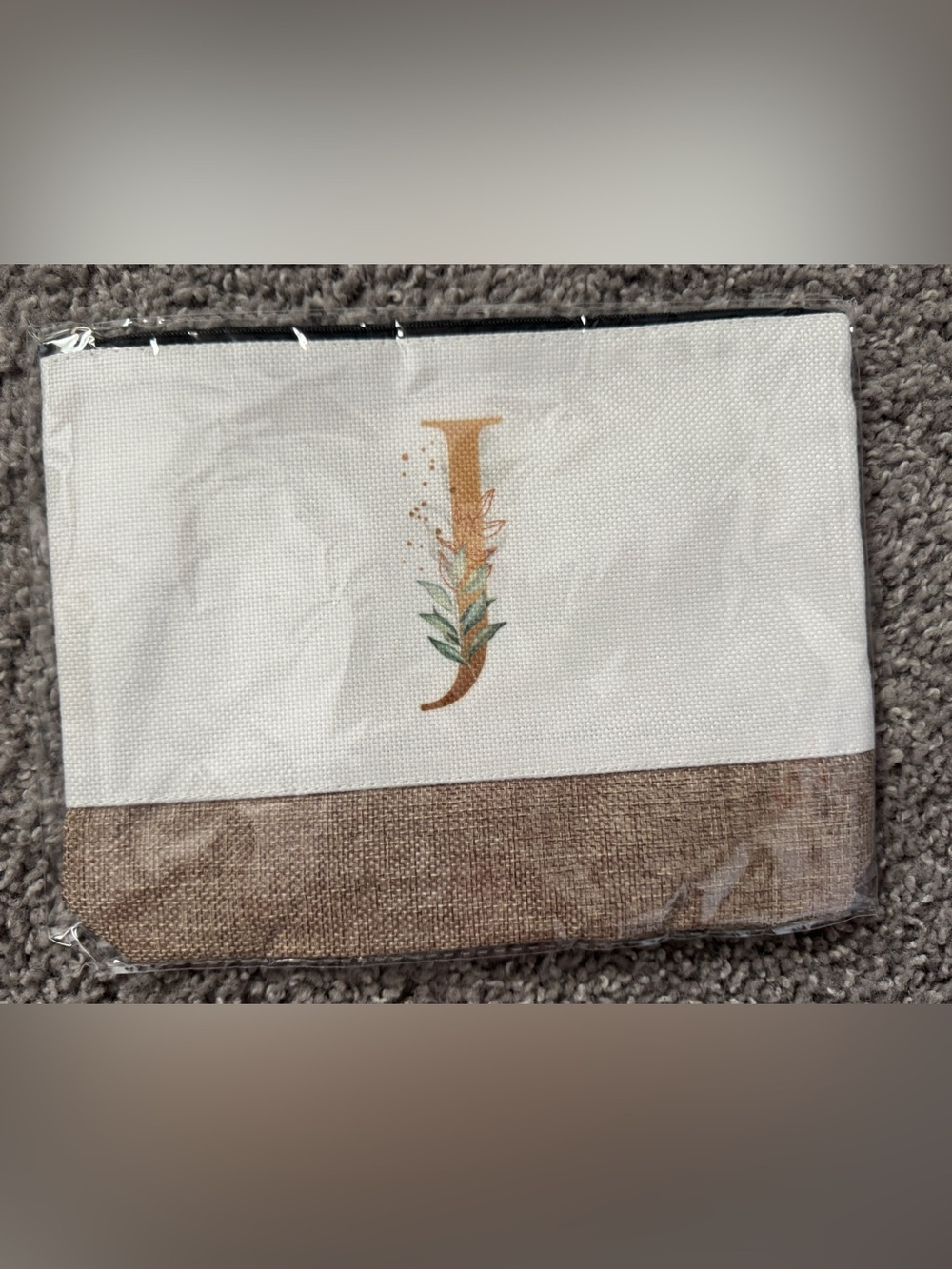 Monogram J Canvas Tote with Matching Zip Bag Accent with Botanical Motif